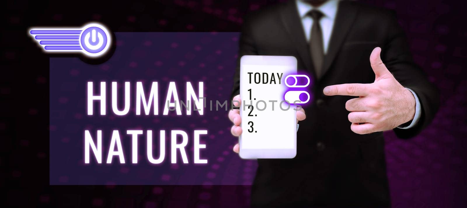 Text showing inspiration Human Nature, Business idea psychological characteristics, feelings, and behavioral traits of humankind