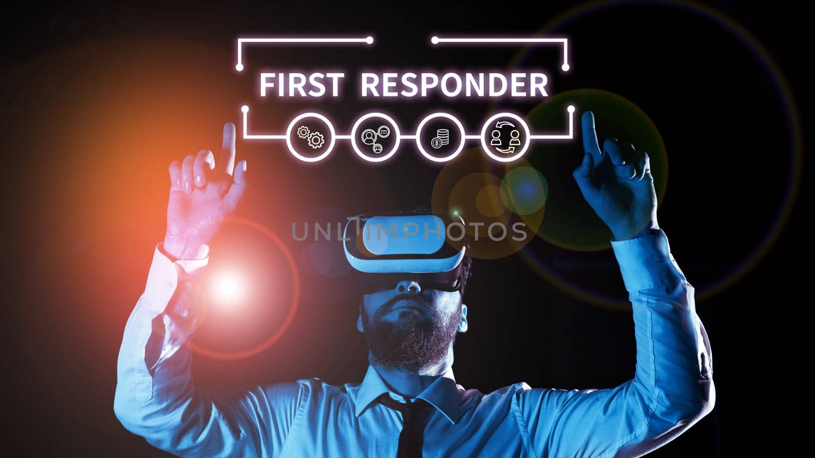 Text sign showing First Responder, Business concept a person who is responsible for going immediately to the accident