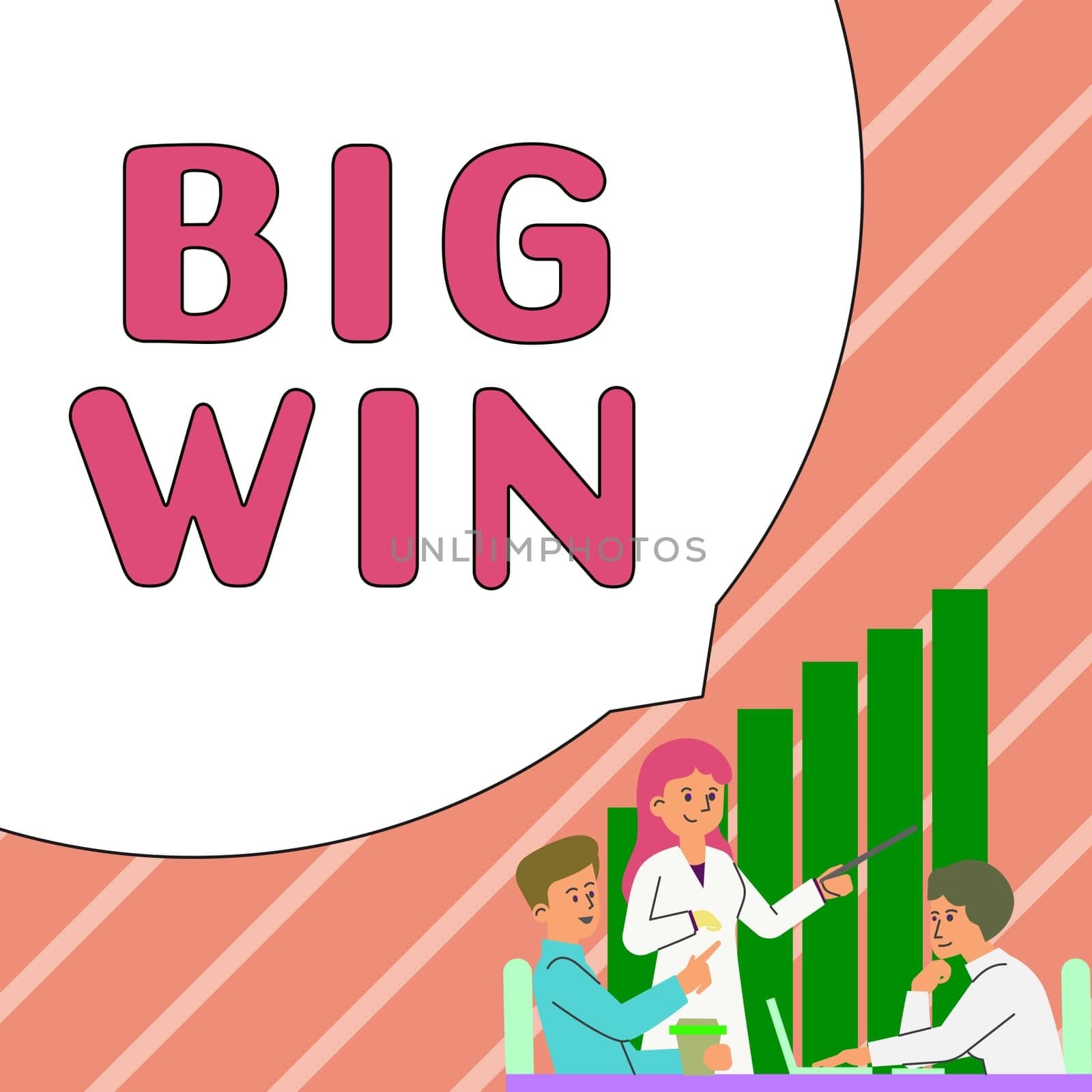 Handwriting text Big Win, Concept meaning having won an important prize Money won by success in a game