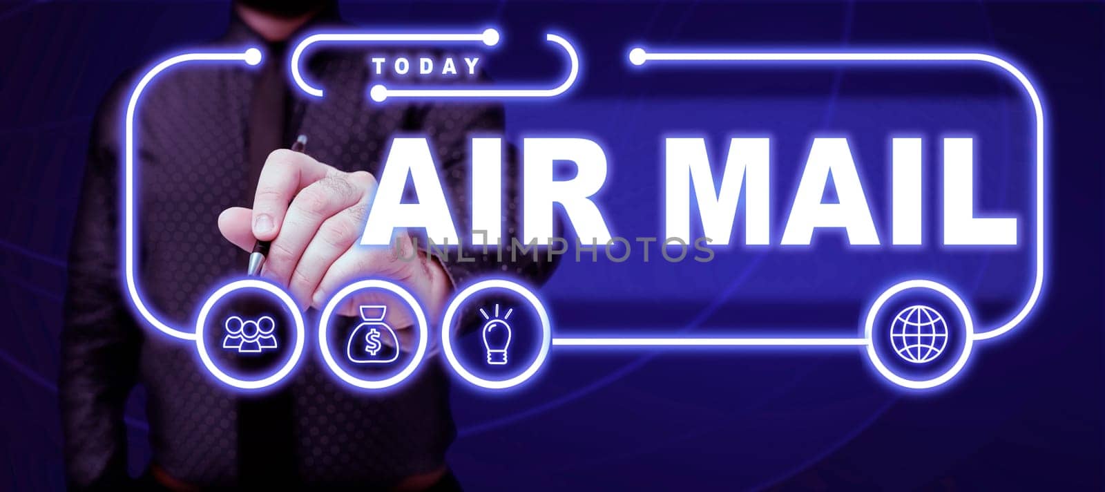 Text showing inspiration Air Mail, Business approach the bags of letters and packages that are transported by aircraft