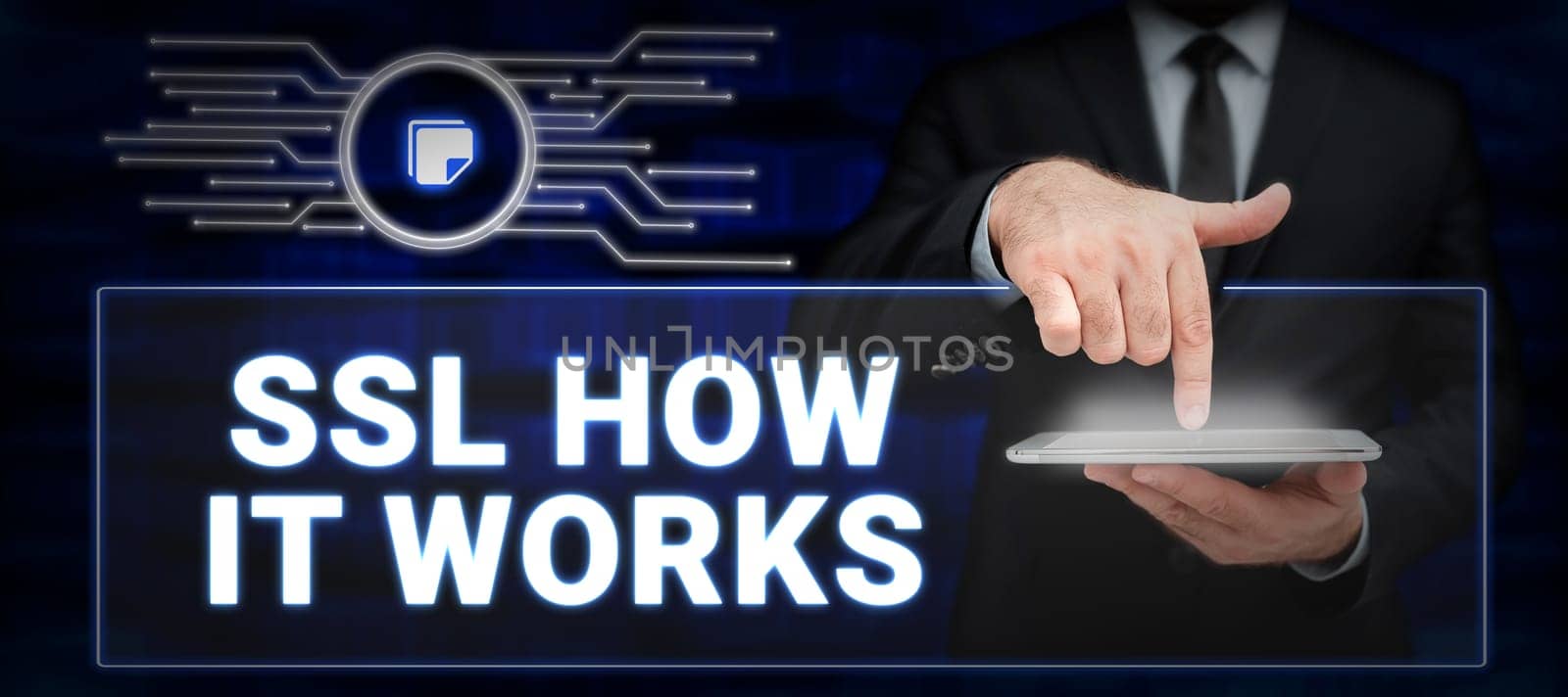 Conceptual caption Ssl How It Works, Business concept session key is used to encrypt all transmitted data