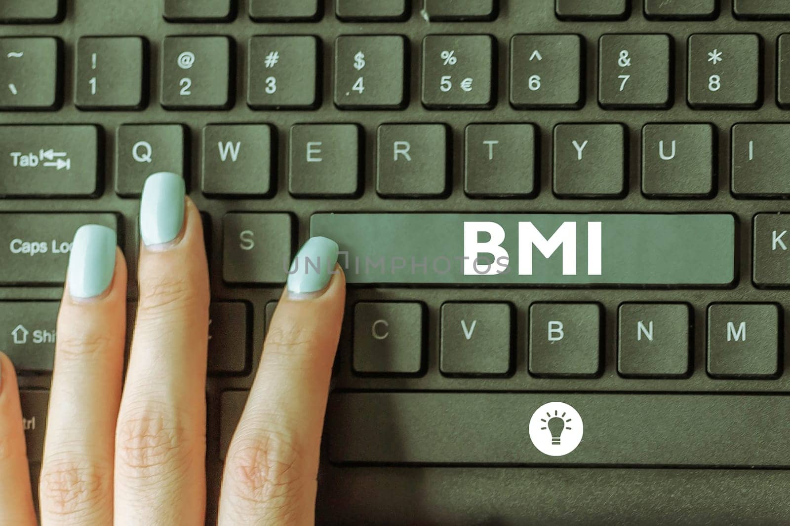 Conceptual display Bmi, Word Written on Method of estimating body fat levels based on weight and height