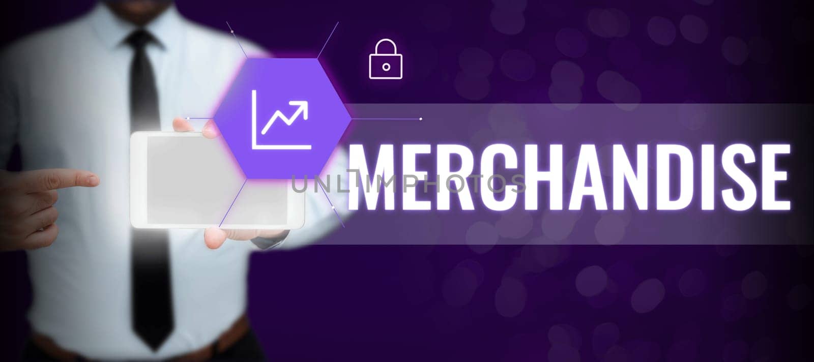 Conceptual display Merchandise, Word Written on the commodities or goods that are bought and sold in business