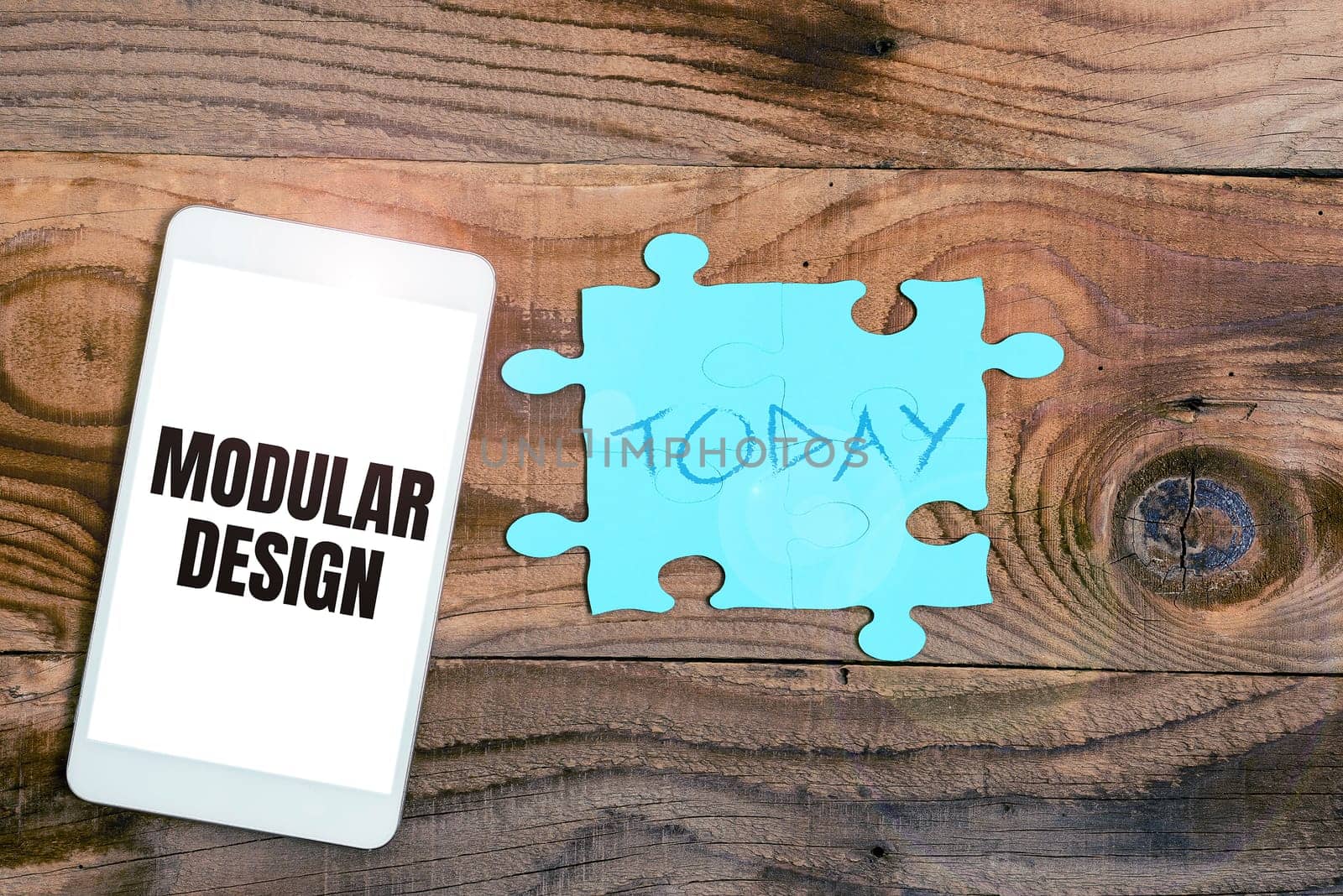 Handwriting text Modular Design, Business showcase product designing to produce product by integrating or combining independent parts