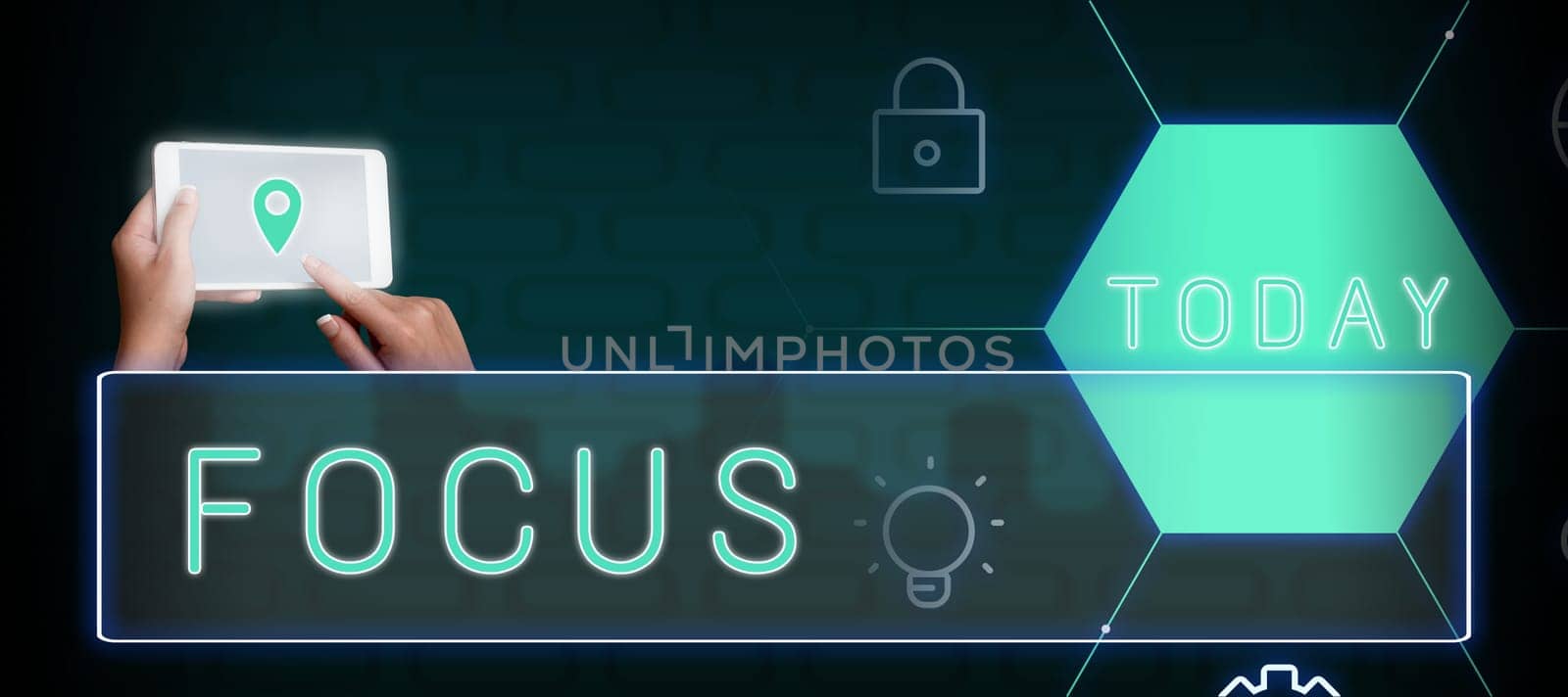 Sign displaying Focus, Internet Concept state quality of having or producing clear visual definition