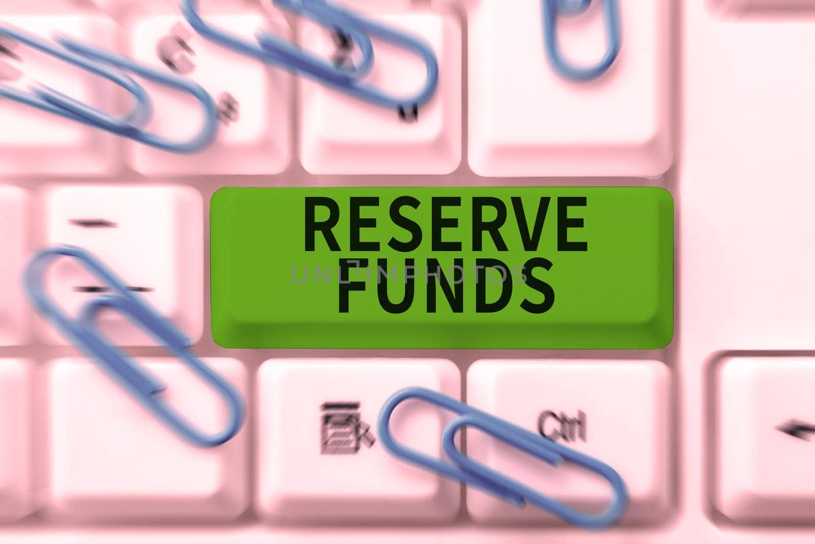 Text caption presenting Reserve Funds, Word for money released from bank to back up failed business plan
