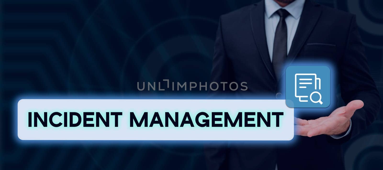 Handwriting text Incident Management, Business approach Process to return Service to Normal Correct Hazards