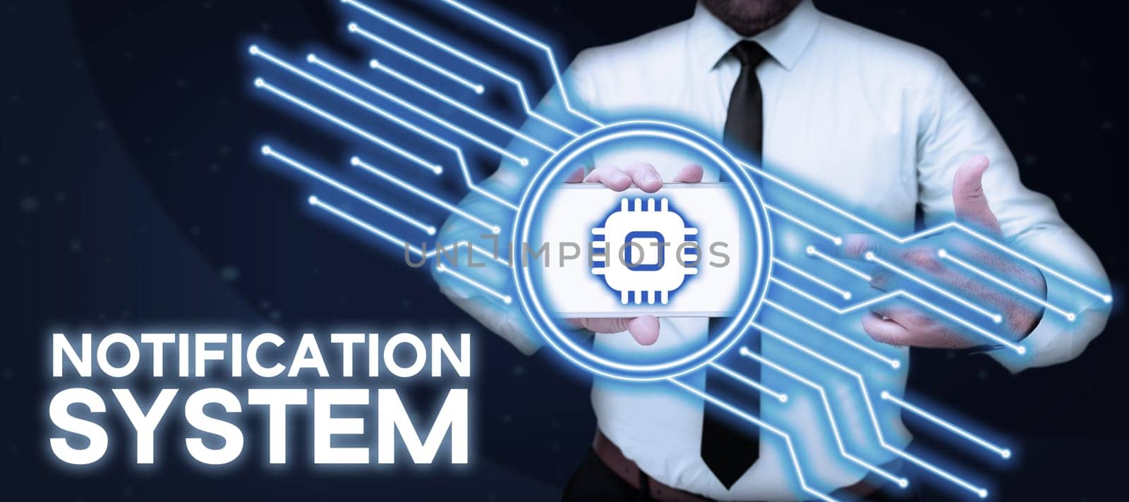 Conceptual caption Notification System, Word for Do not forget to be connected Social networks
