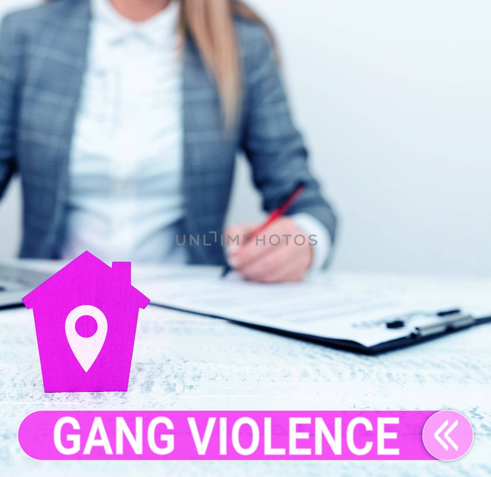 Conceptual display Gang Violence, Word for infringement of the laws caused by group of criminals and gangsters