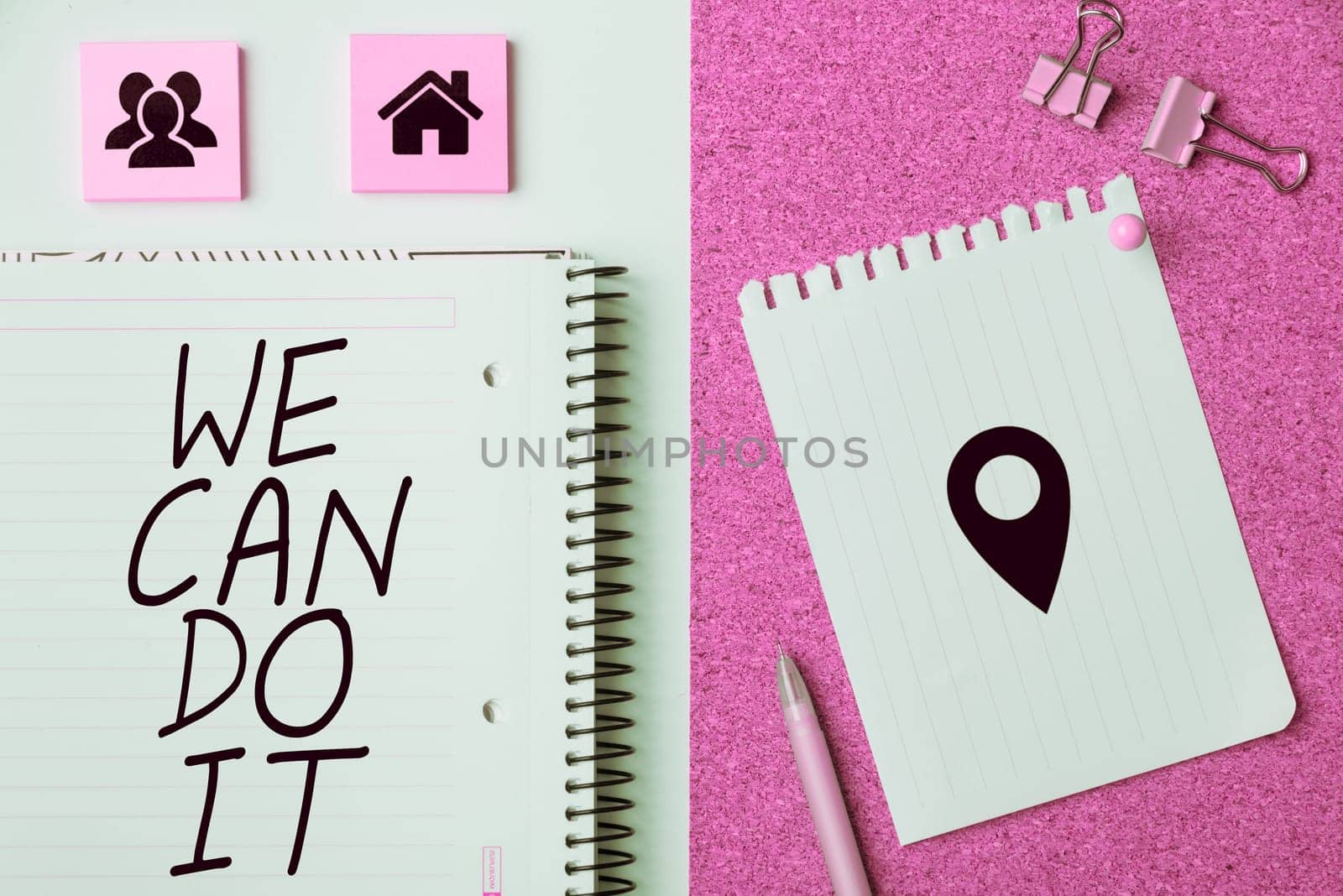 Hand writing sign We Can Do It, Concept meaning see yourself as powerful capable person