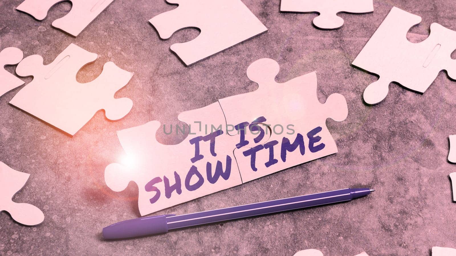 Handwriting text It Is Show Time, Word Written on entertainment business starting performance in stage