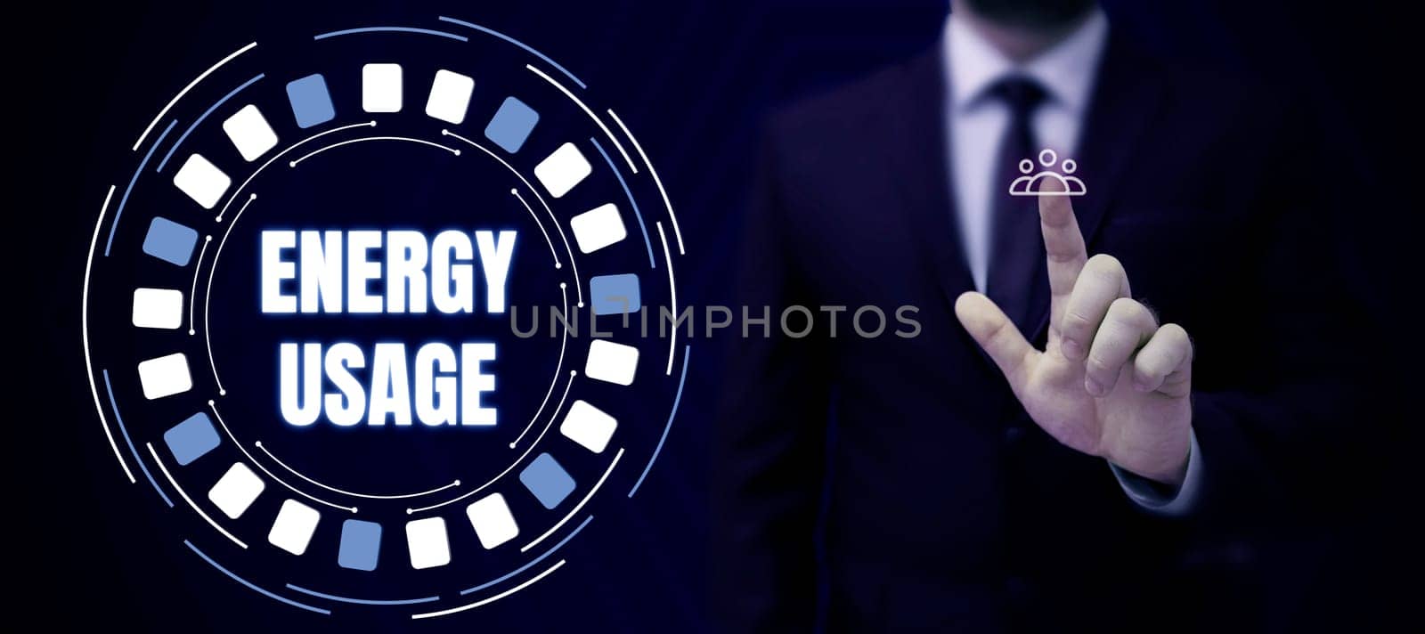 Text caption presenting Energy Usage, Business concept Amount of energy consumed or used in a process or system