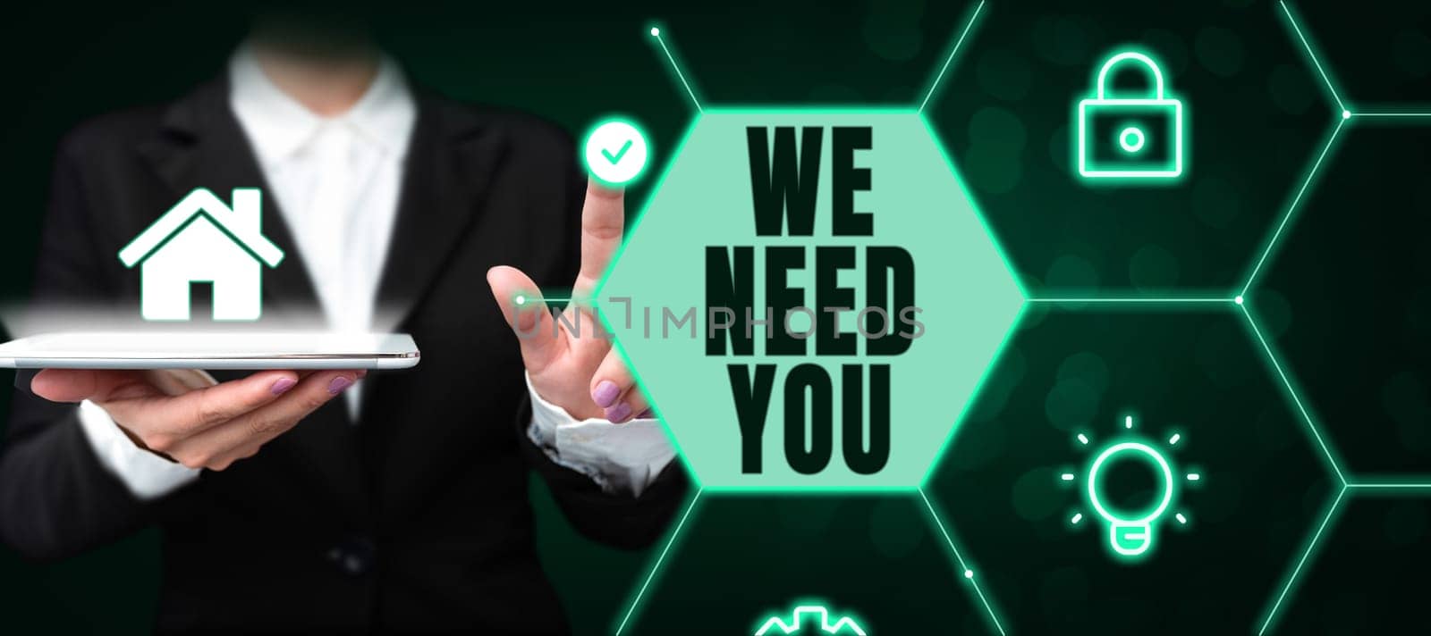 Writing displaying text We Need You, Business showcase Company wants to hire Vacancy Looking for talents Job employment
