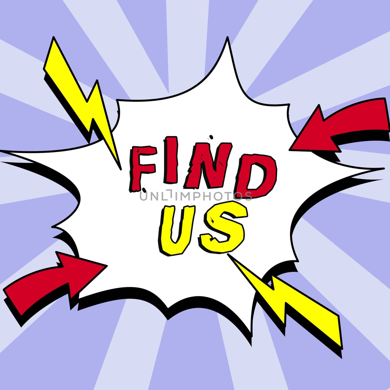 Text sign showing Find Us, Business overview individuals private or personal information by another person