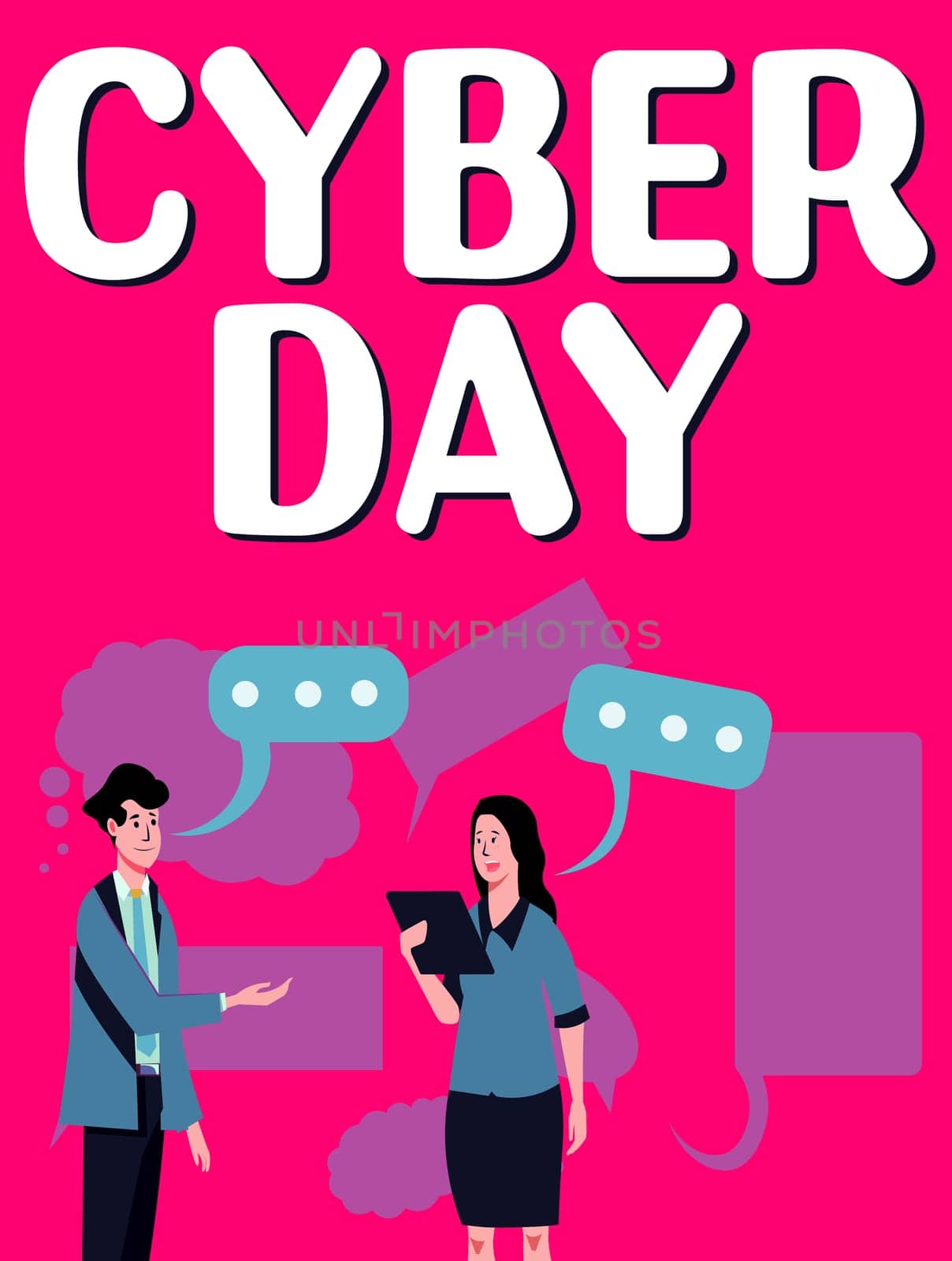 Text caption presenting Cyber Day, Word for marketing term for the Monday after the Thanksgiving in the US