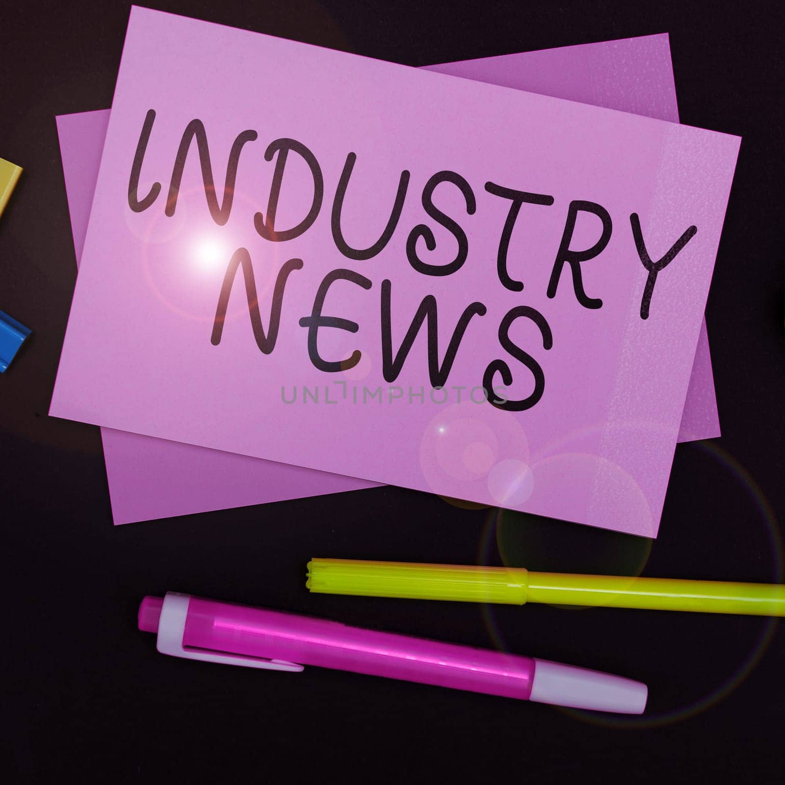 Text sign showing Industry News, Business overview Technical Market Report Manufacturing Trade Builder
