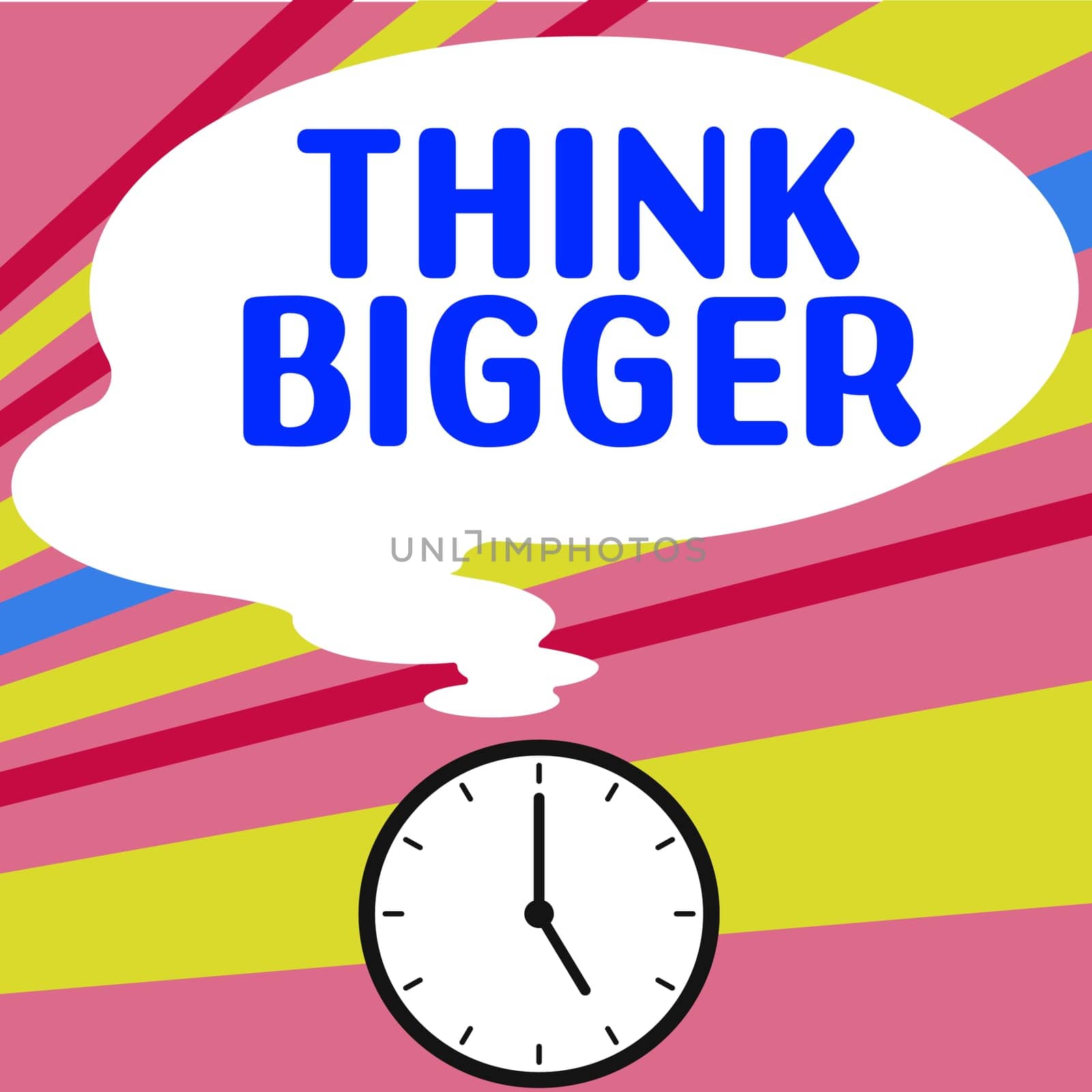 Text caption presenting Think Bigger, Business overview being able to dream and visualise what you can achieve