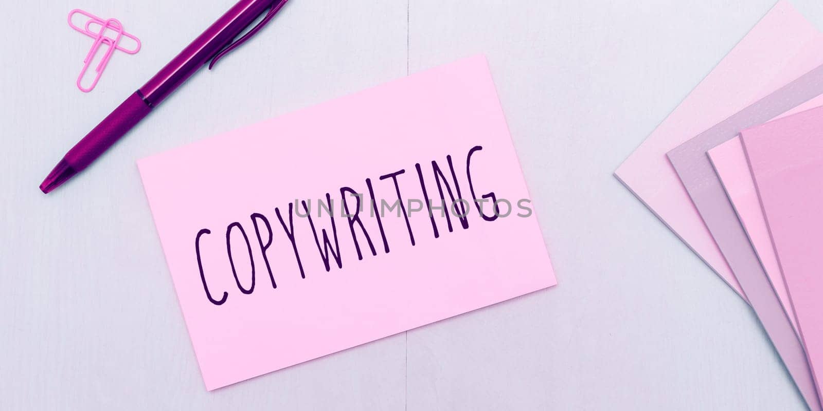 Conceptual display Copywriting, Business idea writing the text of advertisements or publicity material