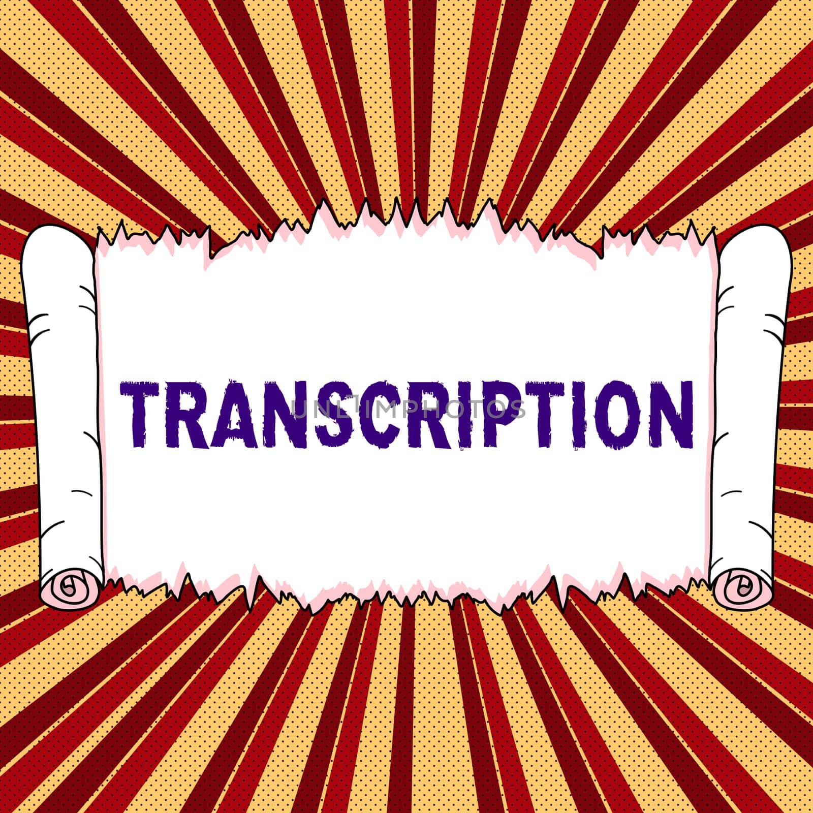Hand writing sign Transcription, Internet Concept Written or printed version of something Hard copy of audio