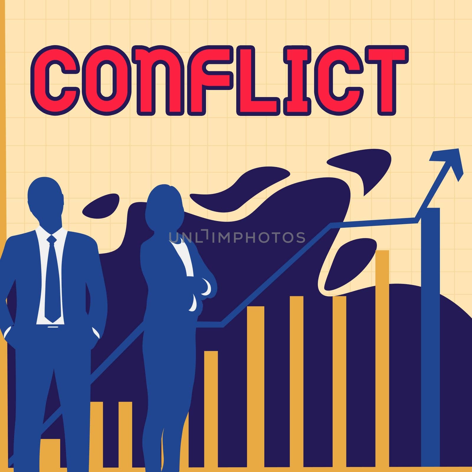 Handwriting text Conflict, Business idea disagreeing with someone about goals or targets