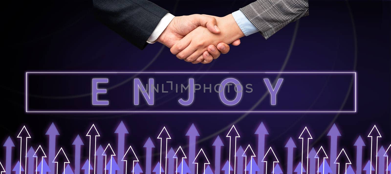 Conceptual display Enjoy, Word for take delight or pleasure in activity occasion hobby Having Fun