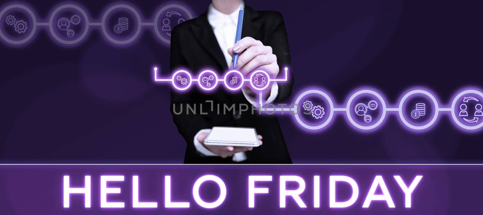 Conceptual caption Hello Friday, Business idea Greetings on Fridays because it is the end of the work week