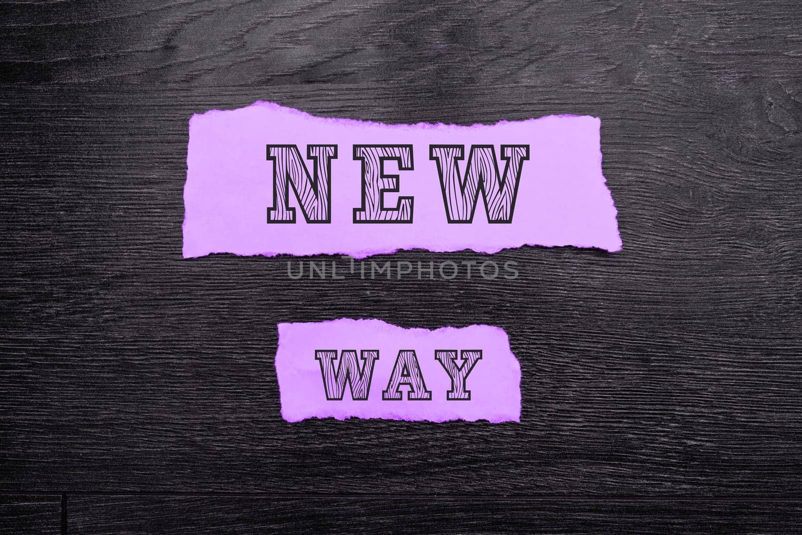 Text showing inspiration New Way, Word for To move from one place To make changes and do something in a new way