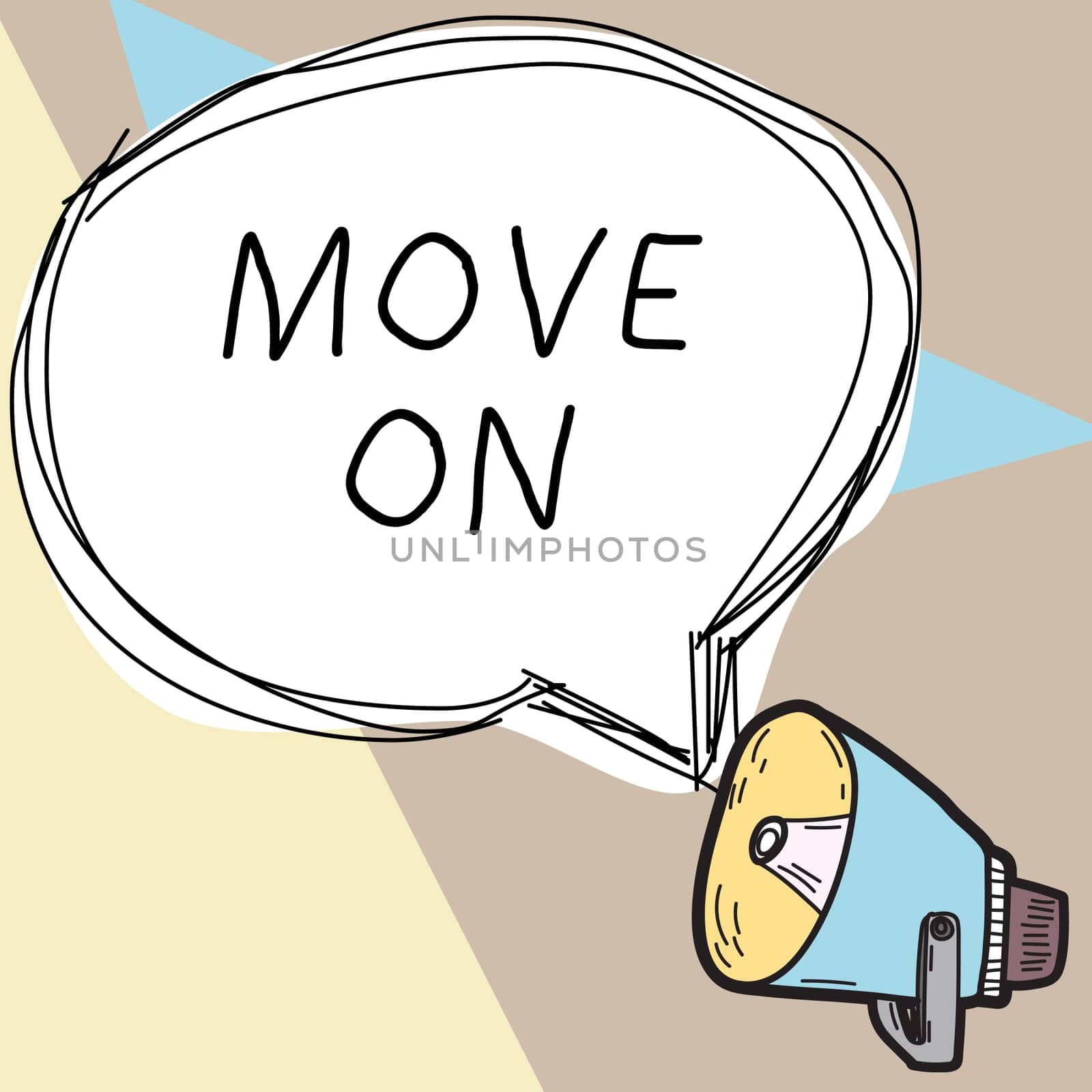 Conceptual caption Move On, Concept meaning to leave the place where you are staying and go somewhere else