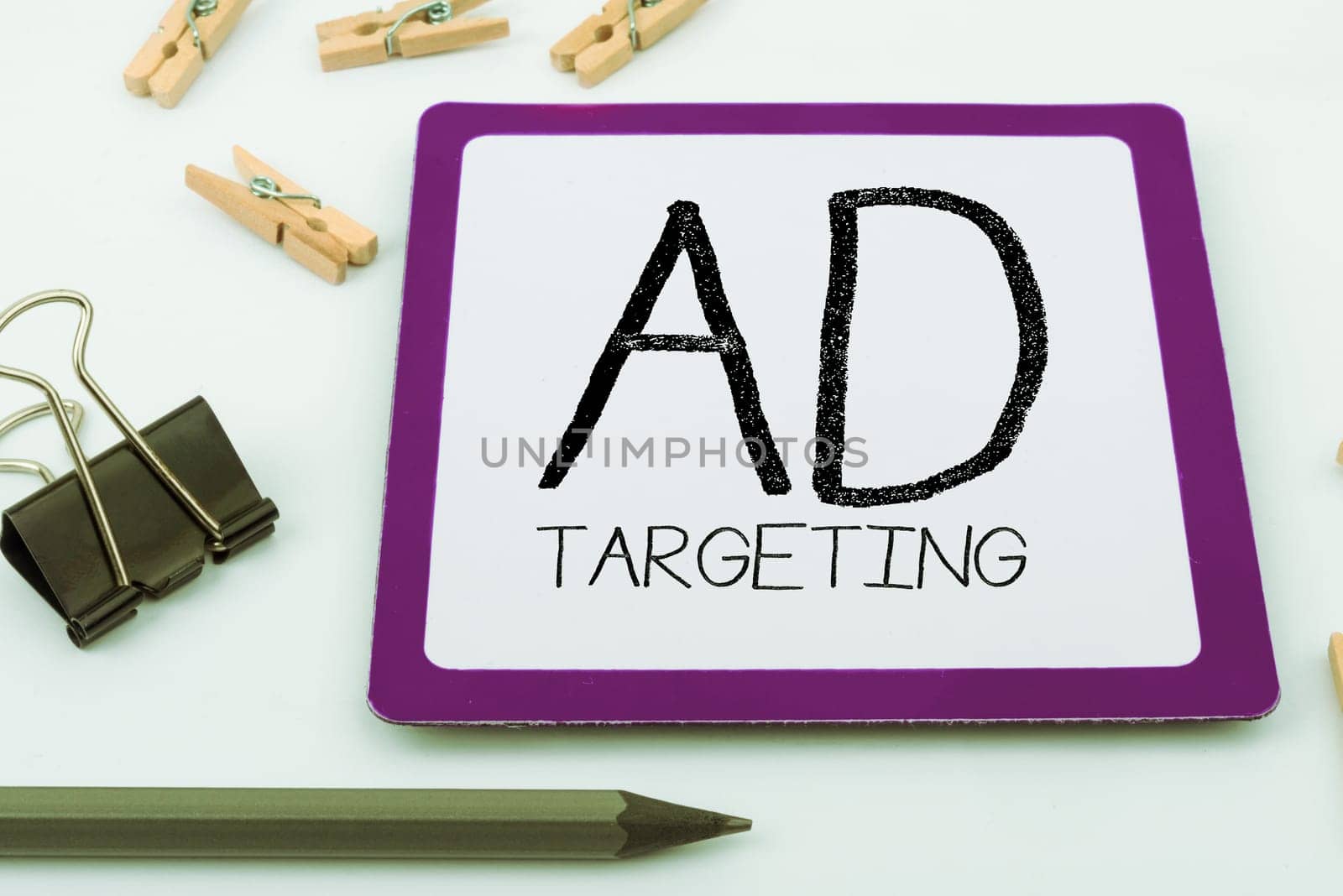 Text sign showing Ad Targeting, Word Written on target the most receptive audiences with certain traits