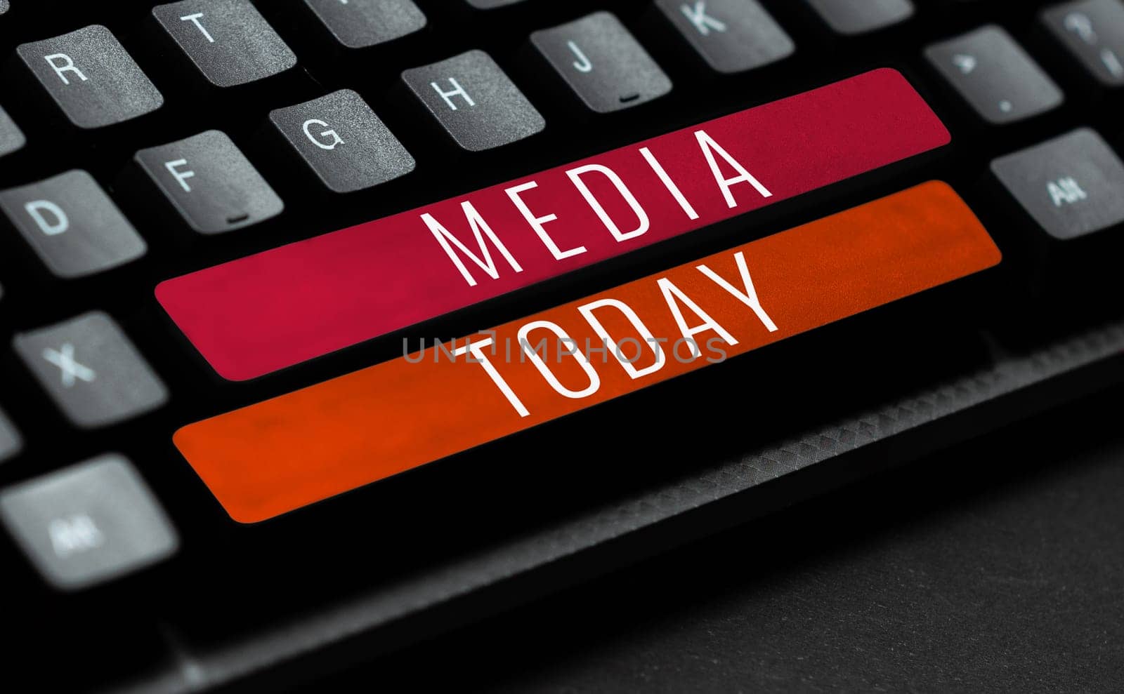 Text sign showing Media, Business concept the main means of mass communication that are regarded collectively
