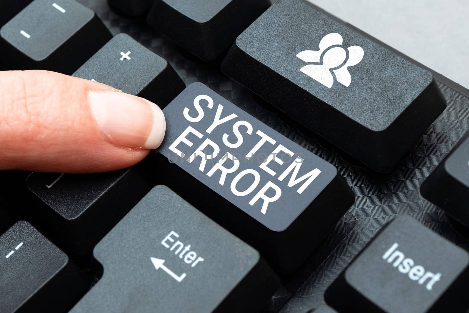 Conceptual display System Error, Conceptual photo Technological failure Software collapse crash Information loss