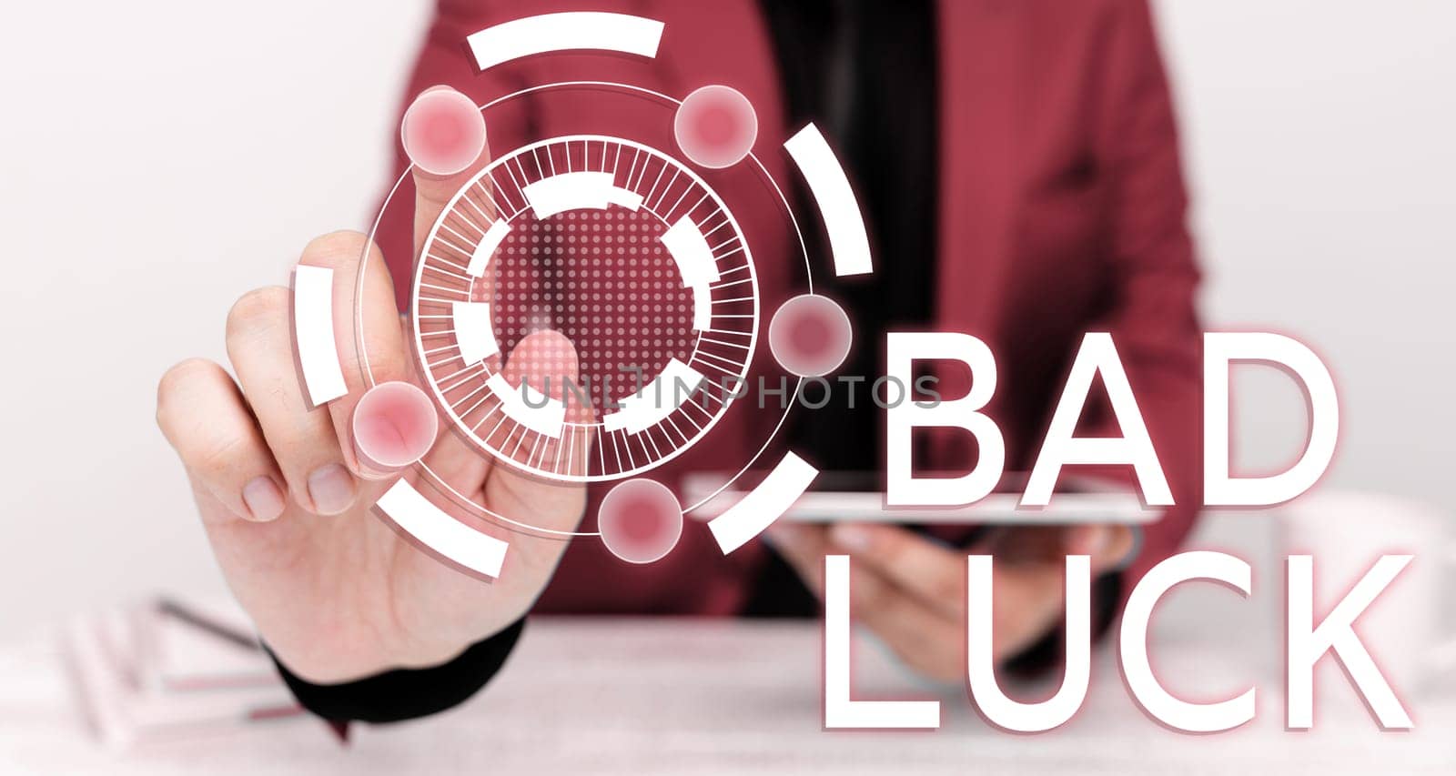 Text sign showing Bad Luck, Word Written on an unfortunate state resulting from unfavorable outcomes Mischance