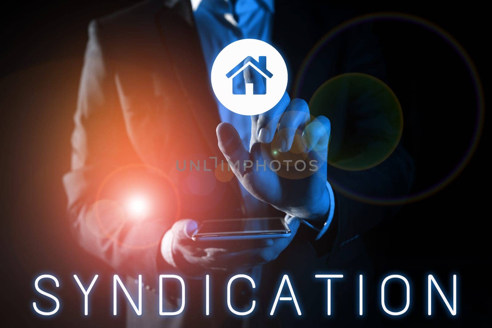 Conceptual caption Syndication, Business idea the transfer of something for control by a group of organizations