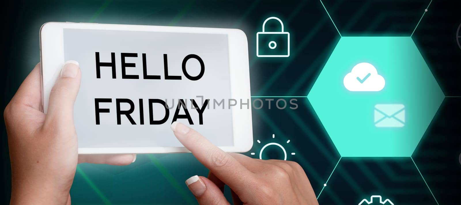 Conceptual display Hello Friday, Word for Greetings on Fridays because it is the end of the work week