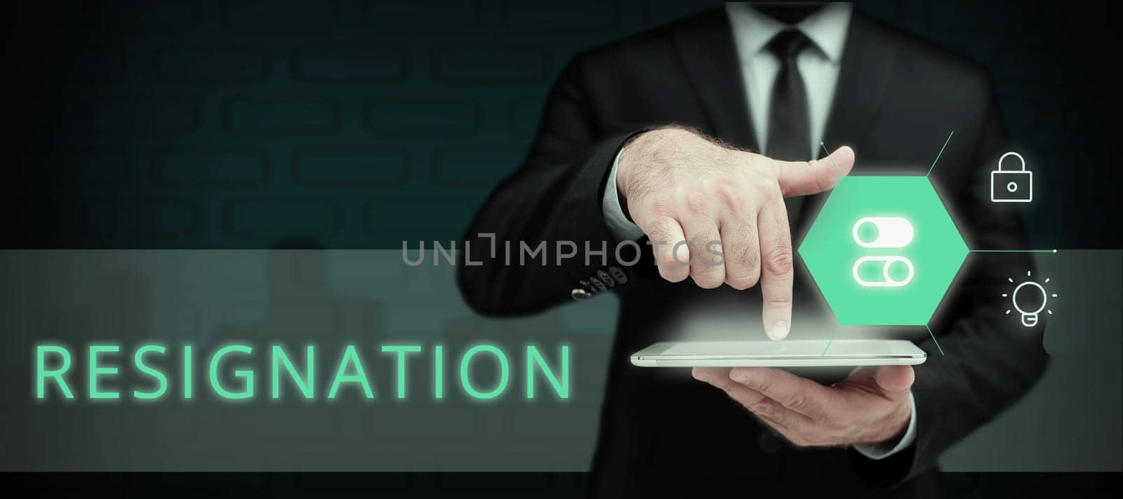 Handwriting text Resignation, Internet Concept act of giving up working, ceasing positions, leaving job