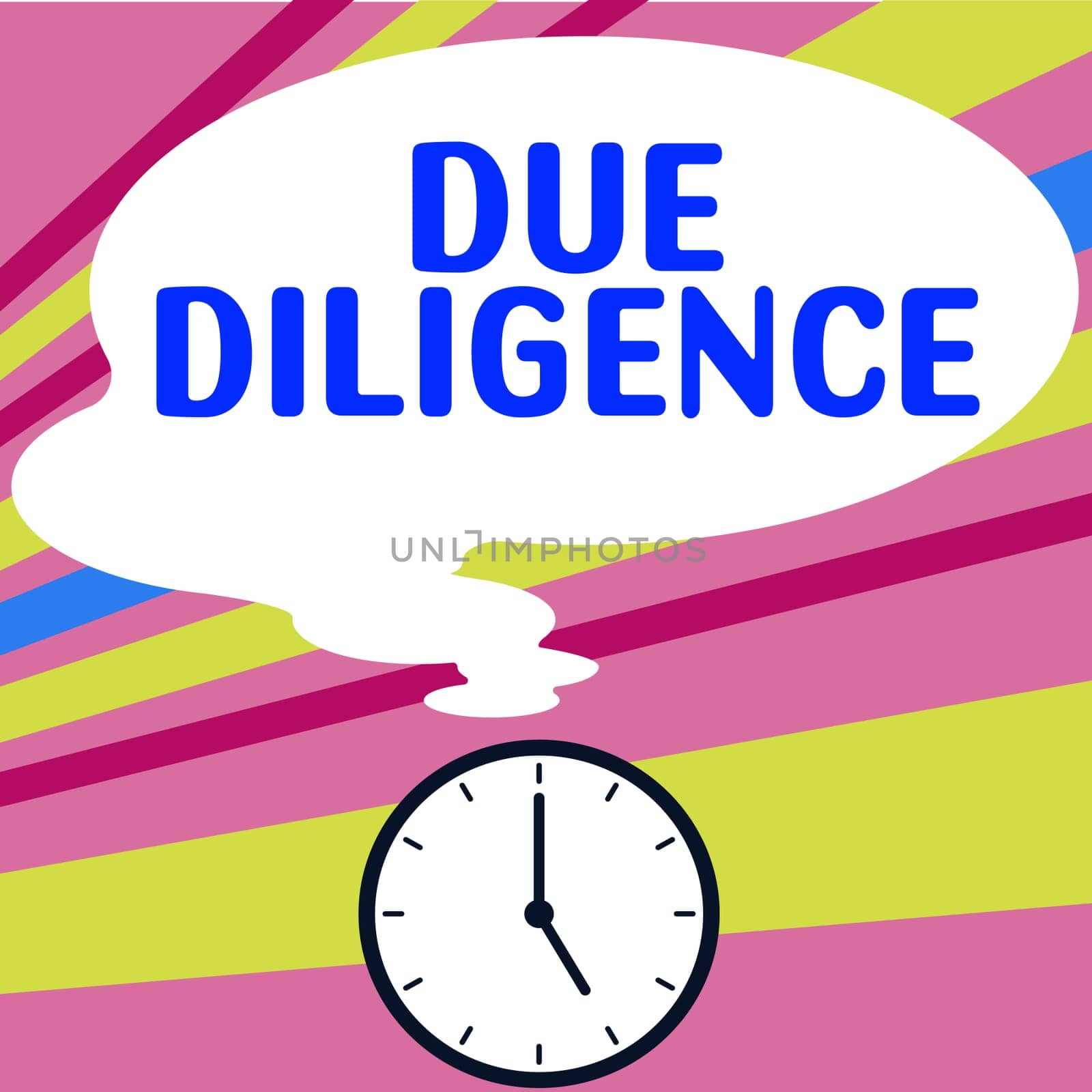 Writing displaying text Due Diligence, Business approach avoid harming other business property for an agreement