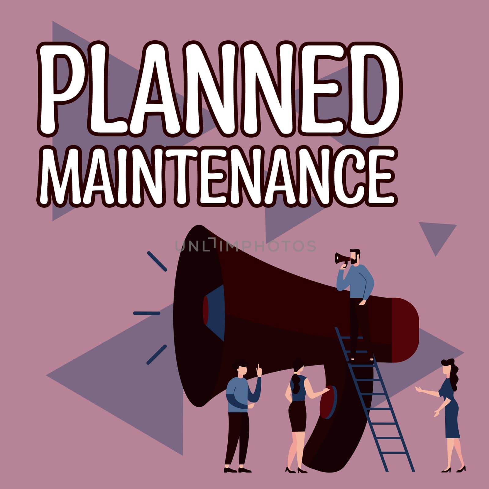 Text caption presenting Planned Maintenance, Word Written on Check ups to be done Scheduled on a Regular Basis