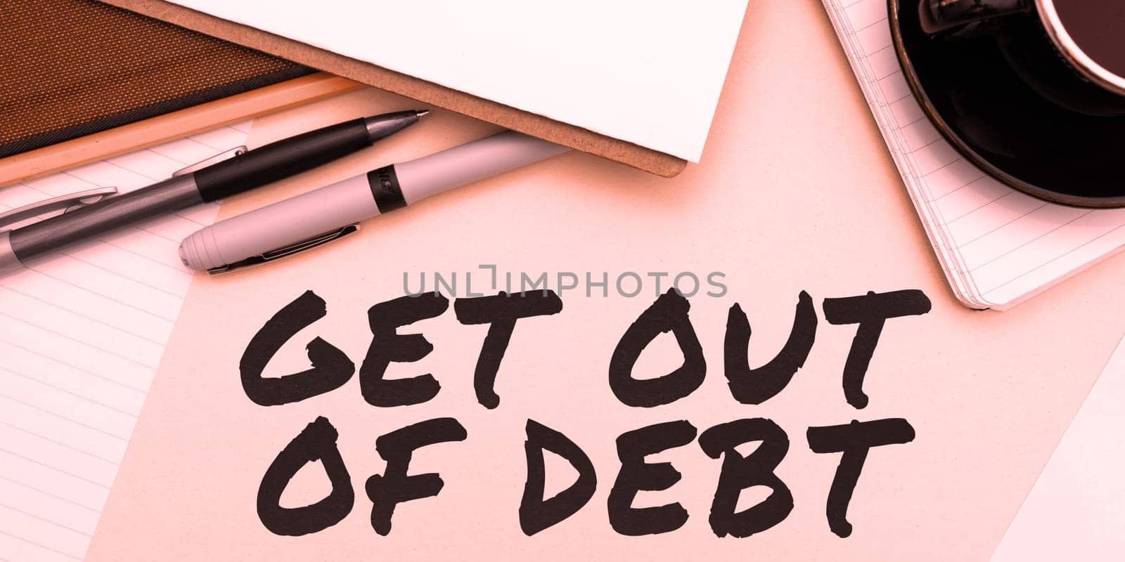 Text showing inspiration Get Out Of Debt, Business approach No prospect of being paid any more and free from debt