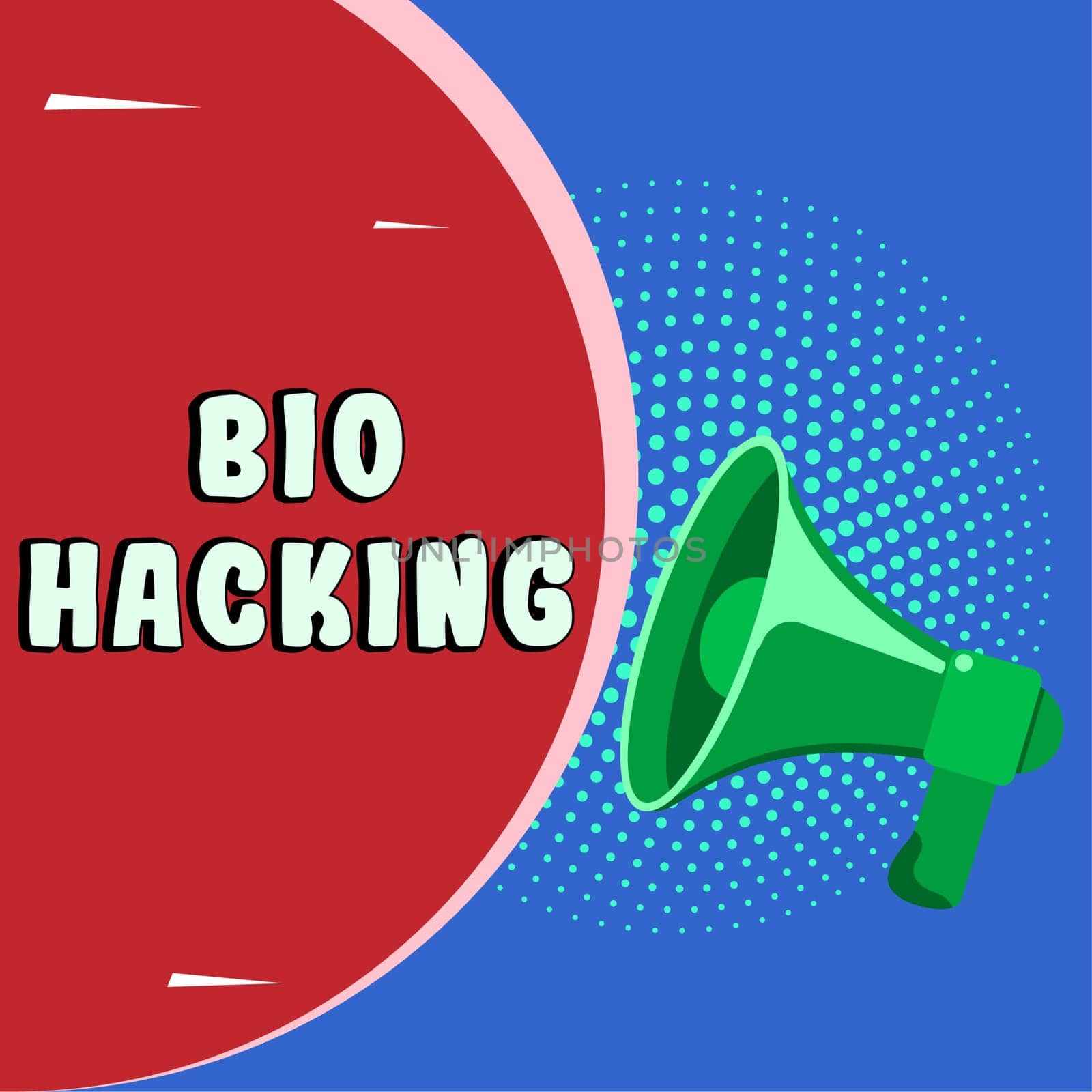 Writing displaying text Bio Hacking, Concept meaning exploiting genetic material experimentally without regard to ethical standards