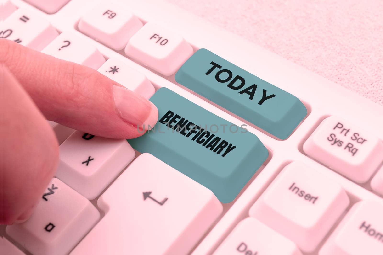 Handwriting text Beneficiary, Business overview a person or thing that receives help or an advantage from something