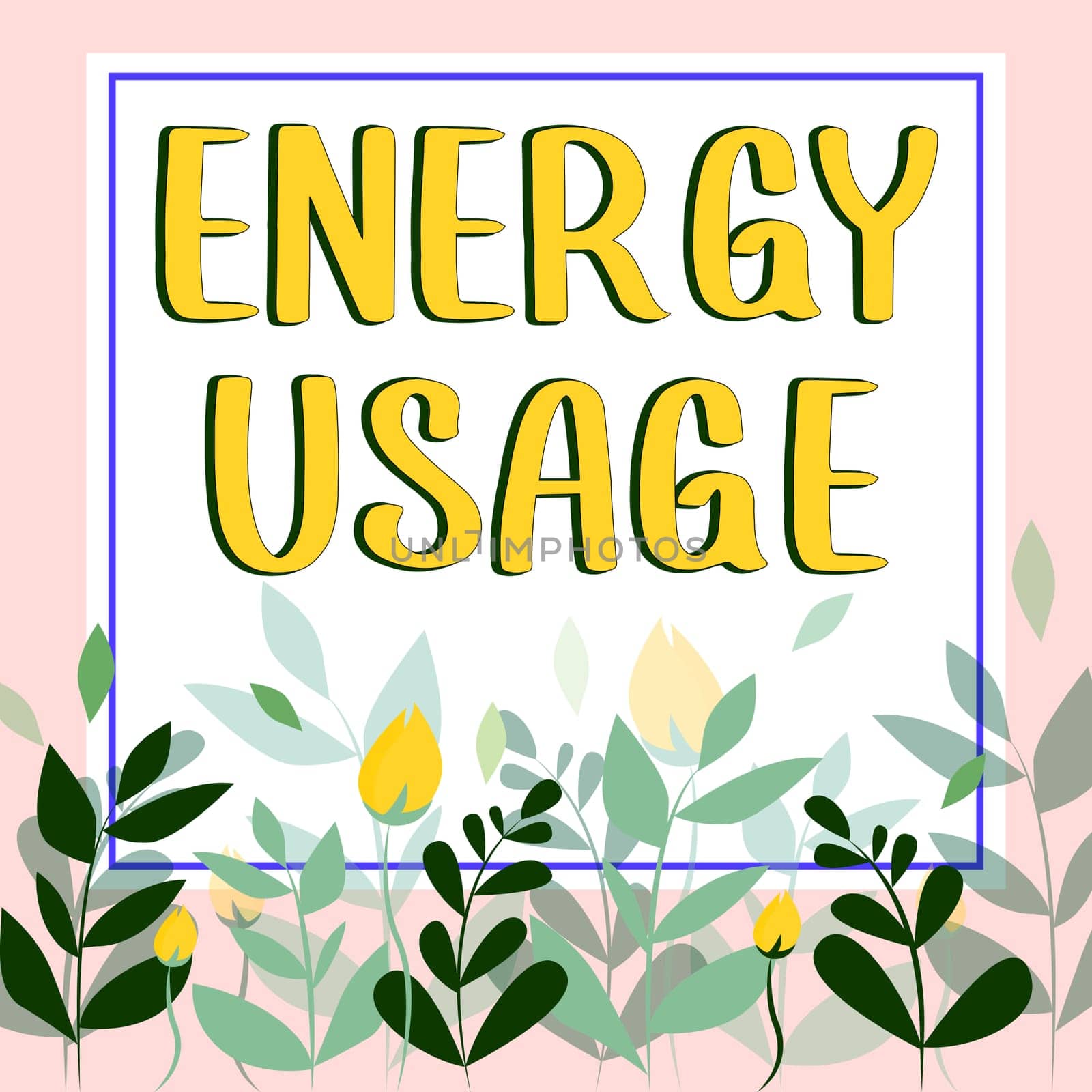 Conceptual display Energy Usage, Word Written on Amount of energy consumed or used in a process or system