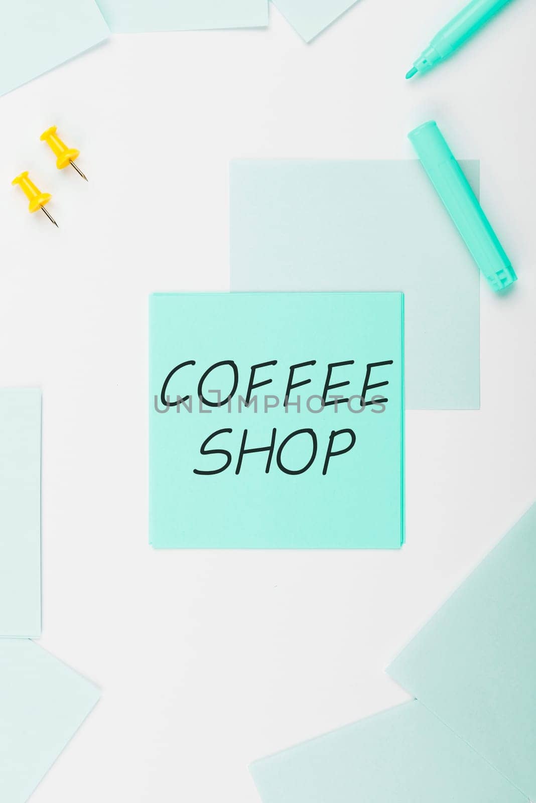 Text sign showing Coffee Shop, Business approach small informal restaurant serving coffee and light refreshments