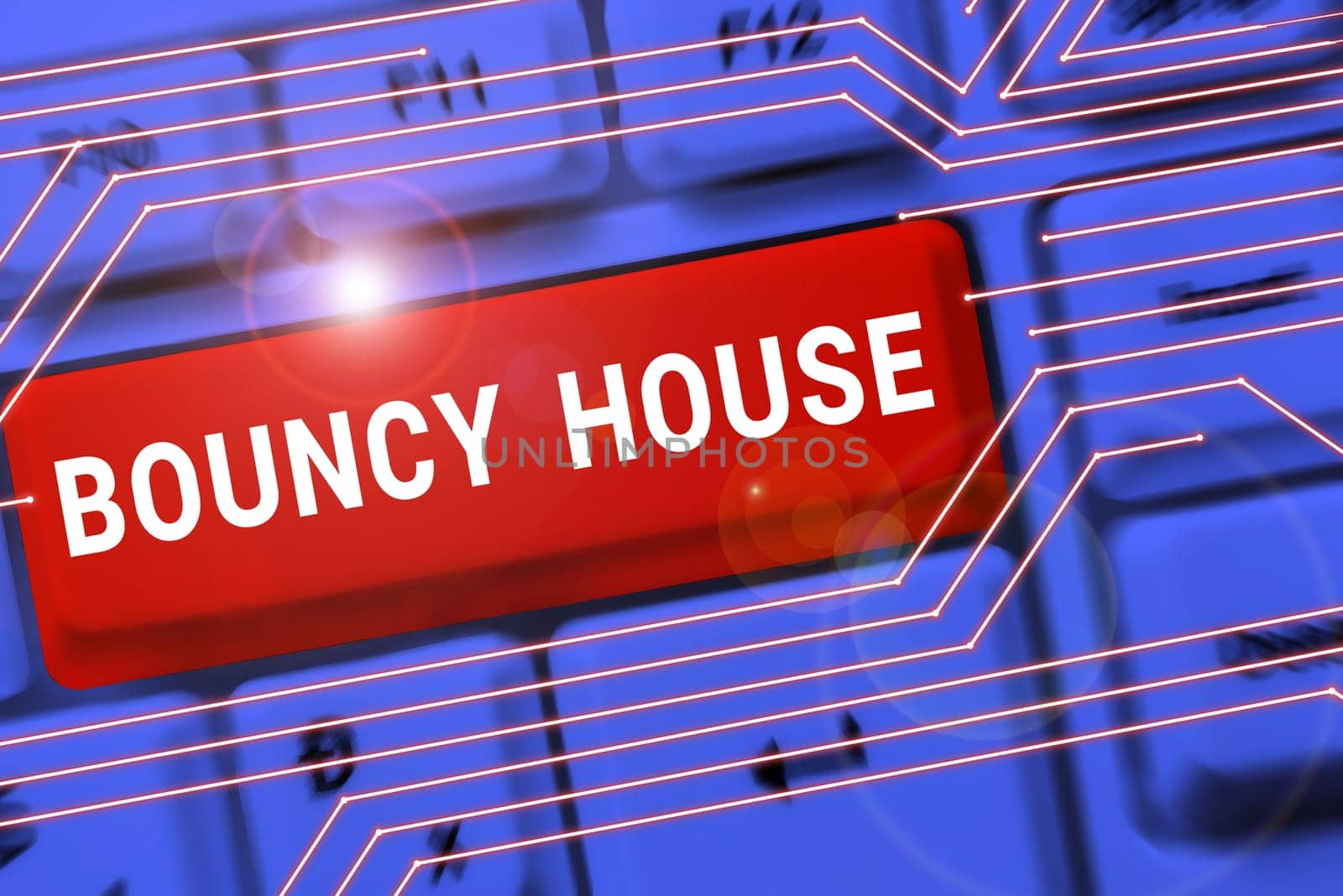 Handwriting text Bouncy House, Business idea Automated program that runs over the Internet Artificial intelligence