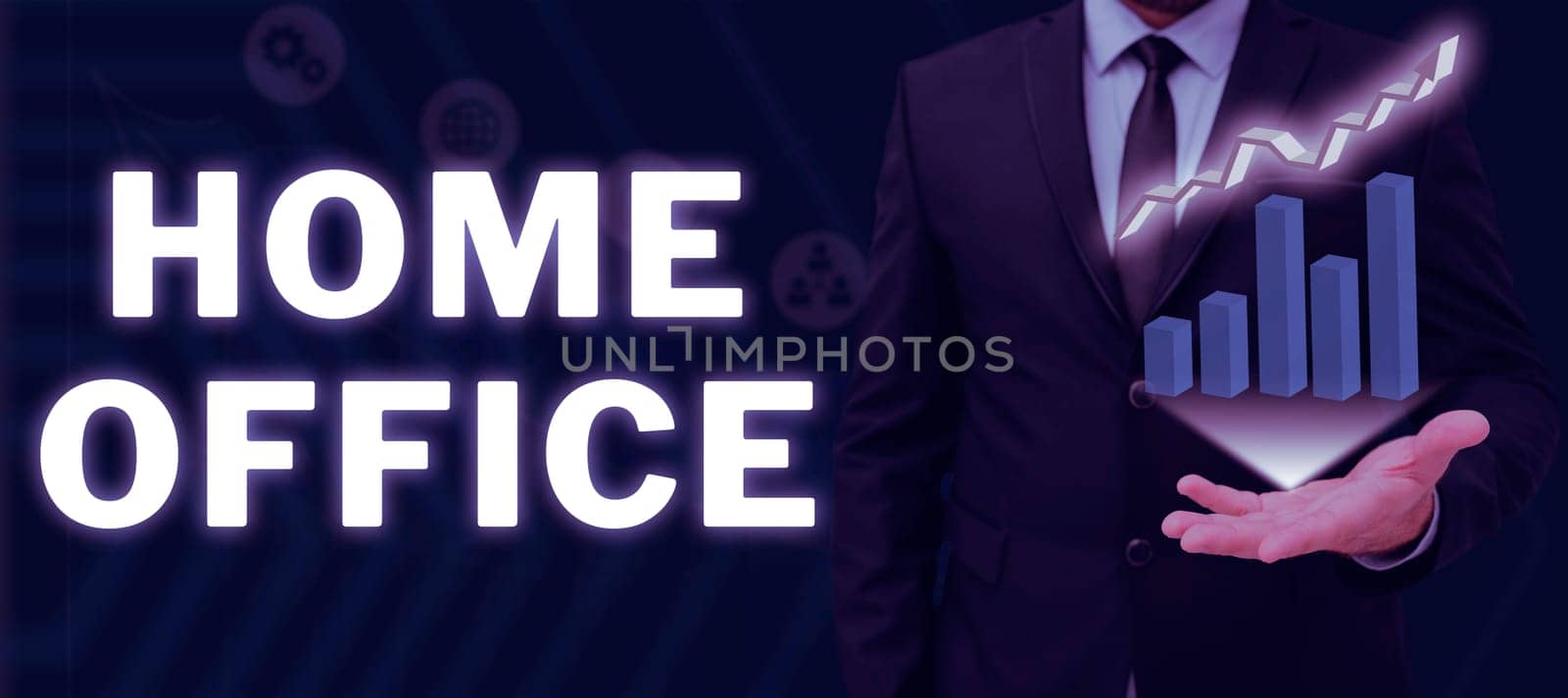 Hand writing sign Home Office, Business concept space designated in a person's residence for official business