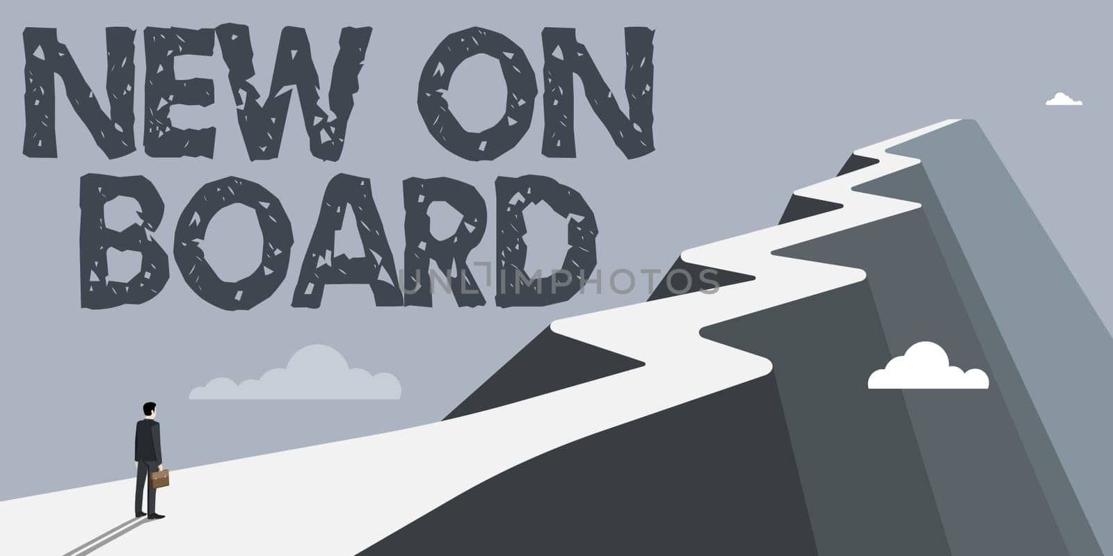 Conceptual caption New On Board, Business idea Welcome to the team Adaptation Collaboration Someone hired