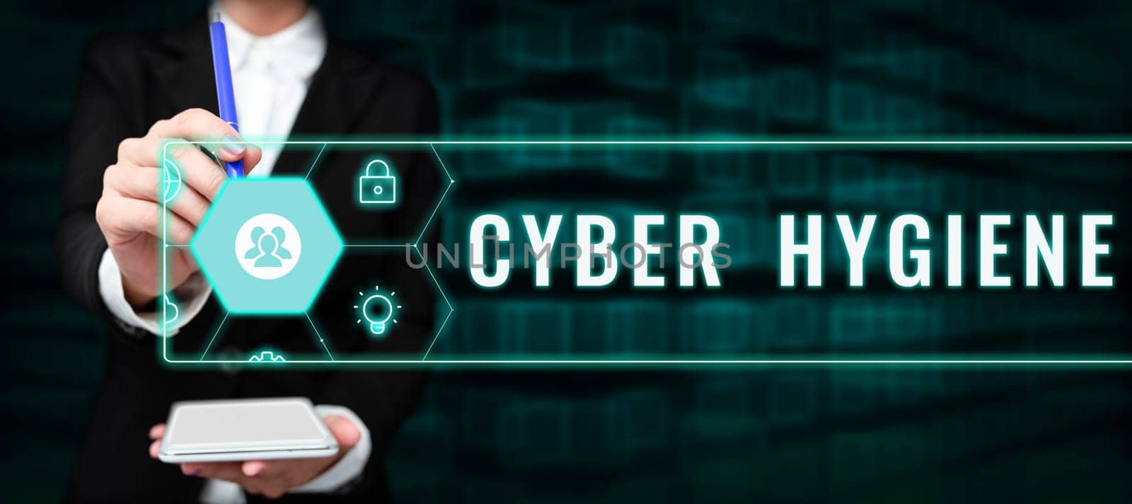 Conceptual caption Cyber Hygiene, Concept meaning steps that computer users take to improve their cyber security