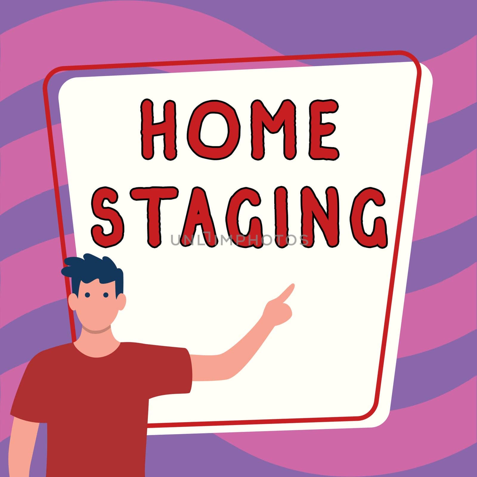Handwriting text Home Staging, Business overview preparation of a private residence for sale in the real estate marketplace