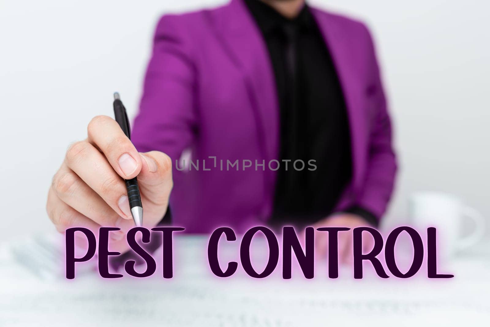 Sign displaying Pest Control, Word Written on Killing destructive insects that attacks crops and livestock