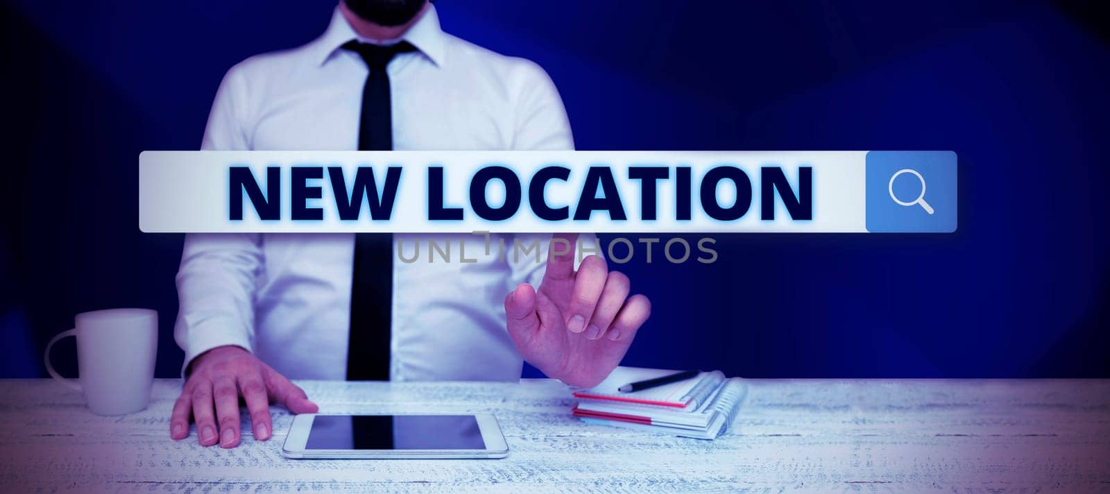 Text showing inspiration New Location, Concept meaning Get located on a new place and establishing home or business
