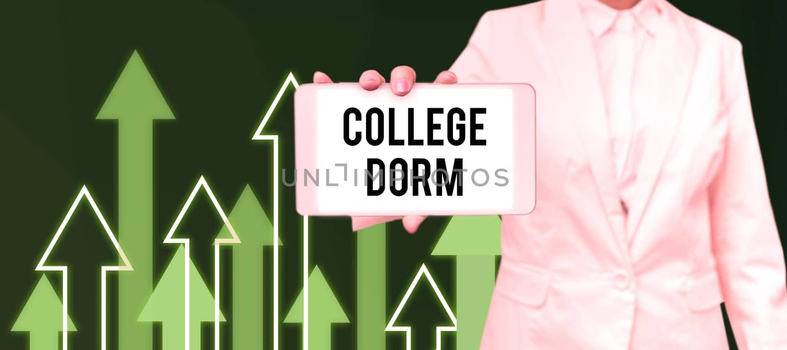 Handwriting text College Dorm, Internet Concept residence hall providing rooms for college individuals or for groups of students